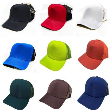 Imagem de Kit 04 boné liso aba curva trucker telinha - Boné Trucker