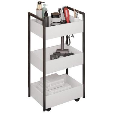 Imagem de Carrinho Auxiliar para Salão de Beleza Industrial Liss M24 Branco/Pret