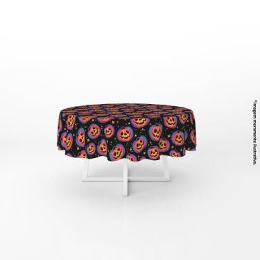 Imagem de Toalha de Mesa Redonda Halloween Abóboras Coloridas - PRESENTE-BRINDE