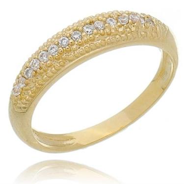 Imagem de Anel Aparador de Aliança Cravejado Com Zircônias Banhado em Ouro 18k -