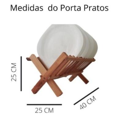 Imagem de Escorredor De Prato Dobrável Madeira Rustica - Ana Decorações