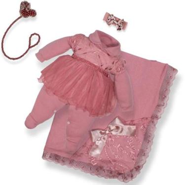 Imagem de Saída Maternidade Luxo Princesa Menina Renda Tule - BEBE MALUCO, Rose