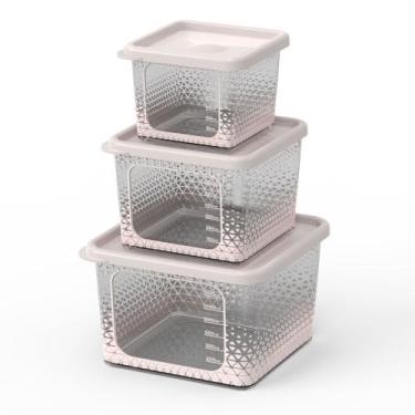 Imagem de Kit 3 Potes Para Alimentos Transparente Prisma P/M/G C/Tampa - Potte