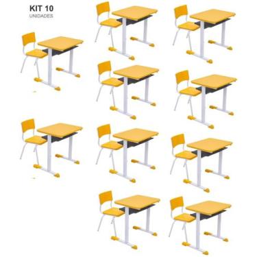 Imagem de Kit 10 Conjuntos Escolar Individual Juvenil/Adulto com porta Livros co