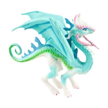 Imagem de simhoa Simulação Dragão Estatueta Animais Míticos Modelo Ornamento Dragão em Miniatura para Paisagismo DIY Adereços Fotográficos Material Didático, Azul
