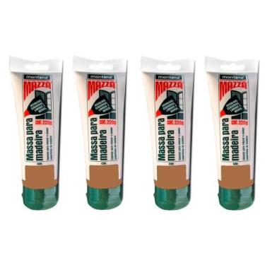 Imagem de Kit 4 Massa Madeira Calafetar Correção Montana 220g Castanho