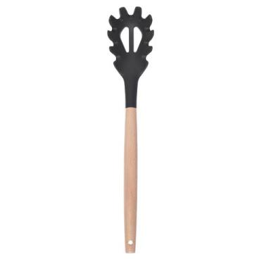 Imagem de Pegador Massas Macarrão Cozinha Silicone Cabo Bambu Cozinha - Ladiv Co