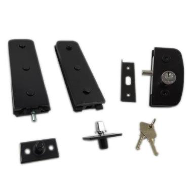 Imagem de Kit porta pivotante tipo jumbo para vidro temperado blindex - Preto (a