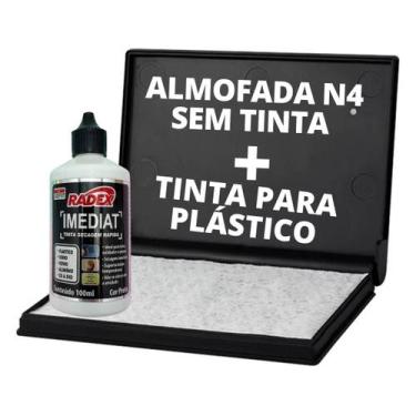Imagem de Kit Almofada Carimbeira Grande + 1 Tinta Secagem Rápida p/ Plástico - 