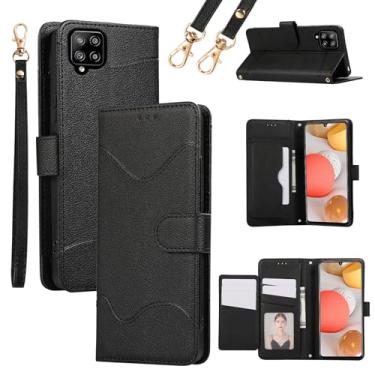 Imagem de Furiet Capa carteira para Samsung Galaxy A42 5G com alça de pulso e alça de ombro suporte para cartão de couro PU 7 compartimentos para cartão com bloqueio de RFID, capa para celular A 42 G5 42A S42