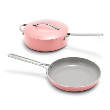 Imagem de GreenPan Nova Frigideira de 25,4 cm e frigideira de 4,37 litros com tampa, antiaderente de cerâmica não tóxica, sem PFA, adequada para indução, selar, fritar, grelhar, cabo de aço inoxidável, seguro