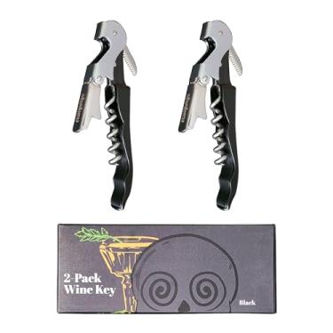 Imagem de Shakey Wine Key! - Abridor de garrafa de vinho saca-rolhas profissional de garçom com cortador de alumínio (pacote com 2)