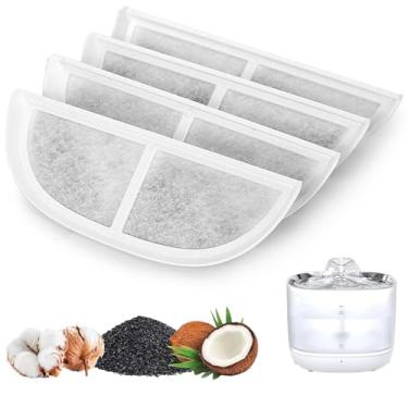 Imagem de Filtros de substituição para fonte de animais de estimação - pacote com 4, compatível com fonte de água para gatos de aço inoxidável Eufy 3L/2,976.7 g, fornece água potável limpa e fresca para seu
