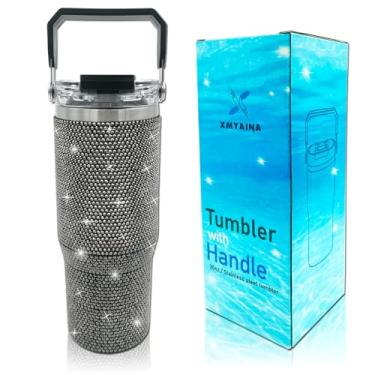 Imagem de XMYAINA Copo de Água Isolado a Vácuo de 850g com Tampa à Prova de Vazamento e Alça Superior