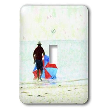 Imagem de 3dRose Lsp_38130_1 Guarda-chuva de praia masculino azul vermelho interruptor único