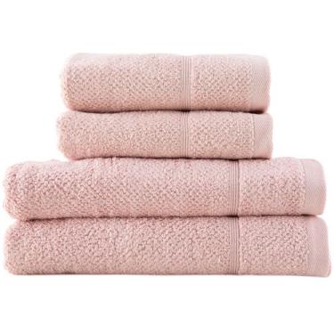 Imagem de Jogo de Toalhas de Banho Dohler 100% Algodão Kairo Rosa 4 Peças, Rosa