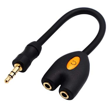 Imagem de Cabo divisor ZdyCGTime 3,5 mm para fone de ouvido Y 3 polos 3,5 mm AUX macho para 2 portas 3,5 mm fêmea áudio estéreo Y cabo divisor para fone de ouvido adaptador divisor, para smartphone, tablets, MP3, MP4 (17,5 cm), 3Pole