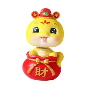 Imagem de Gralara Decoração de painel de carro de balançando a cabeça, estátua de resina, brinquedo para casa, estante de livros, estatueta em miniatura para, Usando Chapéu