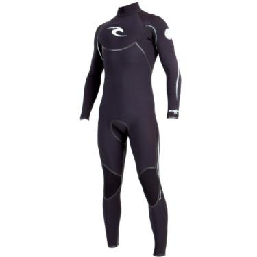 Imagem de Rip Curl Roupa de mergulho masculina E-Bomb com zíper nas costas 4/3 (preto/branco, pequeno)