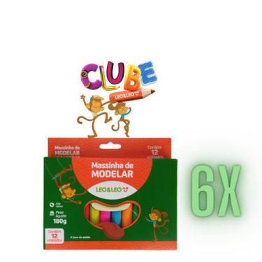 Imagem de Kit C/6 Massinha De Modelar C/12 Cores Leo e Leo 180G - Leo&Leo