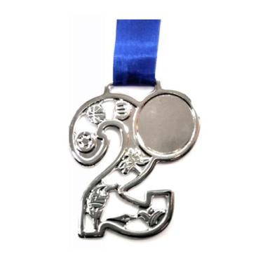 Imagem de Medalha 75mm Numeral 2 Prata pacote c/ 5 Unidades - MedalhaSul