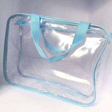 Imagem de Necessaire MALOTE  transparente  30x23 Azul  com alça para viagem, maq