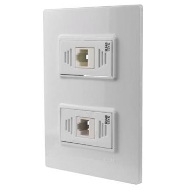 Imagem de Kit Placa 2 Módulos 4x2 + 2 Tomadas Rj45 Cat5 Vivaz Ilumi