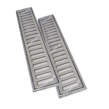 Imagem de Kit 1 metro Grelha Pluvial 10X50 Alumínio Com Aro E Tela Anti Escorpiã