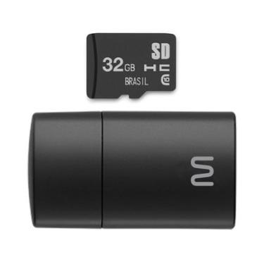 Imagem de Pen Drive 2 em 1 Leitor USB + Cartão de Memória Classe 10 32GB Preto Multilaser - MC163 MC163