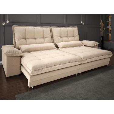 Imagem de Sofá Bergamo 2,50m Retrátil e Reclinável Linho Soft Bege - NETSOFAS