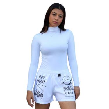 Imagem de Short Saia Com Botão e Fenda Basico Elegante Tecido Bengaline - BRANCO