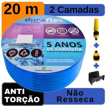 Imagem de Mangueira Jardim Azul Chata 20 Metro + Suporte DuraFlex