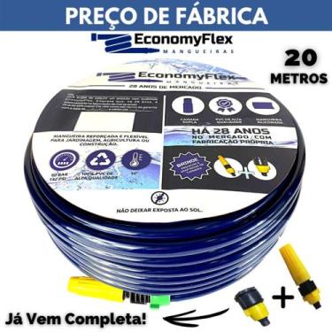 Imagem de Mangueira de Jardim Siliconada EconomyFlex Azul 20 Metros