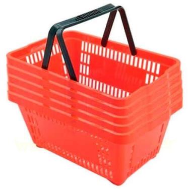 Imagem de Kit 5 mini cestinhas plástica farmácia perfumaria vermelha - SUPIZZ