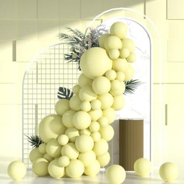 Imagem de Double Stuffed Pastel Yellow Balloon Arch Kit - Double Stuffed Light Yellow Balloons Garland Pale Yellow Balloons Different Sizes 5 12 18 inch for Sunflower Balloon Arch Honey Bee Baby Shower Birthday