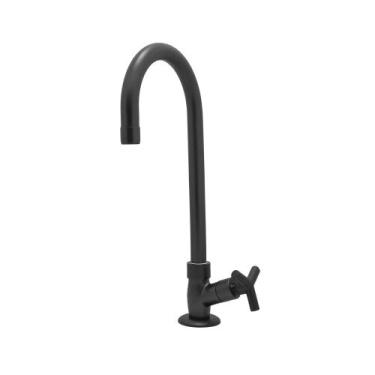 Imagem de Torneira Lavatório Banheiro Bancada Pia Mesa Preto Fosco Luxo 1/4v Met