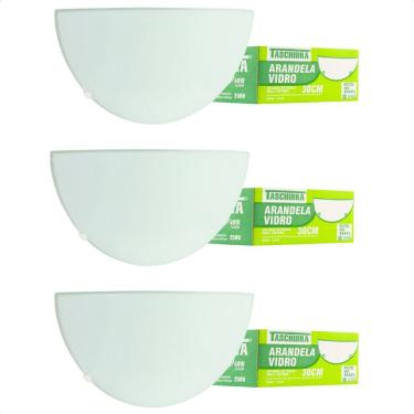 Imagem de Kit 3 Arandelas Jurerê Vidro Meia Lua E27 Taschibra