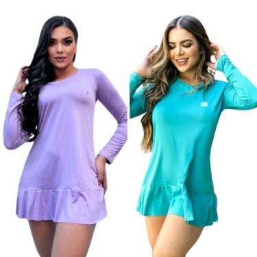 Imagem de Kit 2 Saídas de Praia Vestido feminino proteção solar UV 50+ FPS - For