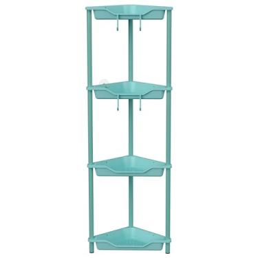 Imagem de Orimade Organizador de chuveiro de canto à prova de ferrugem de 4 camadas, suporte de prateleira de canto de plástico para banheiro, azul