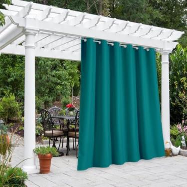 Imagem de NICETOWN Cortina externa para pátio, impermeável, extralarga, 213 cm, persianas verticais com isolamento térmico, ilhós inoxidáveis para varanda/gazebo/lanai, pavão azul-petróleo, 1 peça, 213 cm C