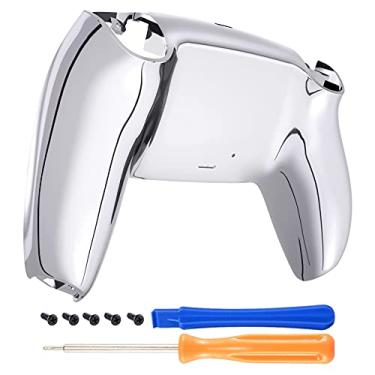 Imagem de eXtremeRate Revestimento inferior brilhante prateado cromado para controle DualSense 5, invólucro traseiro personalizado para controle PS5, capa traseira de reposição para controle Playstation 5