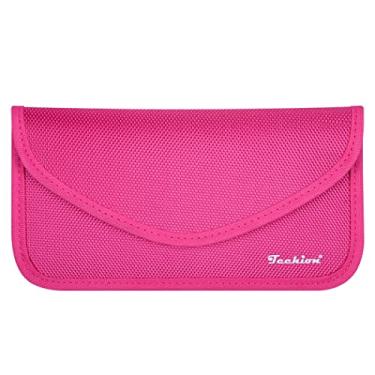 Imagem de Bolsa com bloqueio de sinal, bolsa Techion RFID Faraday bolsa protetora capa carteira para celular e chave do carro FOB, proteção de privacidade, anti-hacking - rosa choque