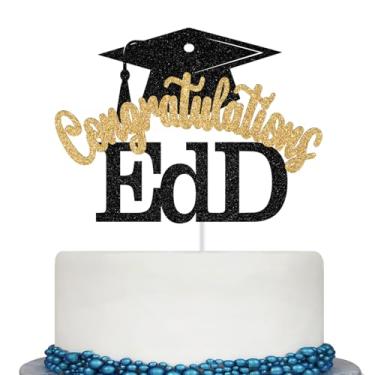 Imagem de Congratulations EdD Cake Topper, Doctor of Education Graduation, Doctorate Degree, Congrats Doctor, EdD/PHD/DR College Graduation Party Decorations, Black and Gold Glitter