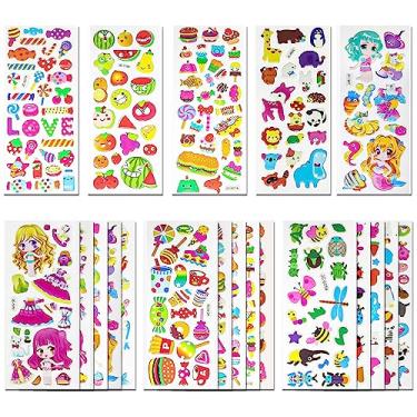 Imagem de Meafeng 3D Stickers for Kids & Toddlers 24 Sheets 530+ Puffy Stickers Variety Pack with Animals, Candy, Fruits, Hamburger, Insect & More for Scrapbooking, Bullet Journals & Crafts