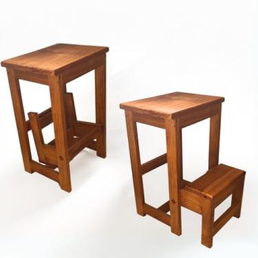 Imagem de Banqueta Degrau Madeira Dobrável Multifuncional Com Verniz Imbuia