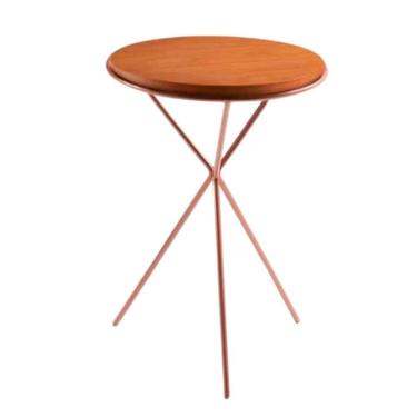 Imagem de Mesa Lateral Uno Aço Tampo 54x37x37 Cm Rose Gold/Mel