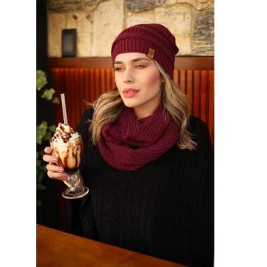 Imagem de Conjunto Touca Caída Gorro Beanie Masculino E Feminino Com Cachecol Go