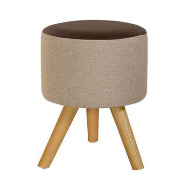 Imagem de Puff Duna Redondo Pé Palito (Bege/Marrom material sintético) - PC MÓVE