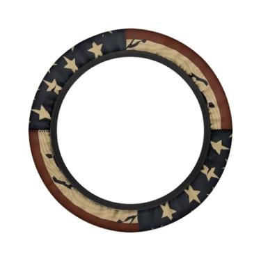 Imagem de Oramclsy Capas de volante de carrinho de golfe com bandeira americana para volante de carrinho de golfe universal decorativo patriótico acessórios de carrinho de golfe inodoro para homens e mulheres