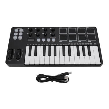 Imagem de 25 Key MIDI Teclado Controlador, Pequeno Controlador de Teclado USB MIDI Com 8 Almofadas de Tambor Com Retroiluminação e 8 Botões, Compatíveis para Software de Produção Musical,